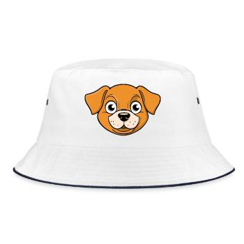 Cheerful image of a dog's head - Bucket Hat - white/navy - Front