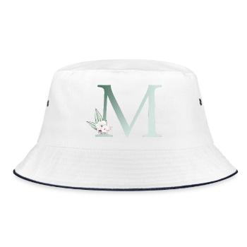 M Monogram, Floral, Personnalisable - Bob - blanc/marine - Devant