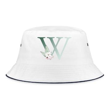 W Monogramme, Floral, Personnalisable - Bob - blanc/marine - Devant