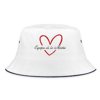 Red Glitter Heart Bride Team - Bucket Hat - white/navy - Front