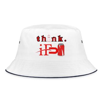 Denk an Chess Red Can Graphic - Bucket Hat - Weiß/Navy - Vorne