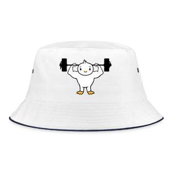 Vogel Bodybuilder Gewichtheben stark Gym Fitness - Bucket Hat - Weiß/Navy - Vorne