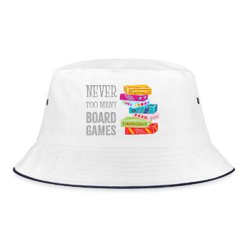 Never too many boardgames - Bucket Hat - white/navy - Front