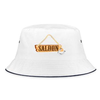 Saloon-Schild mit Hufeisen im Western-Stil - Bucket Hat - Weiß/Navy - Vorne