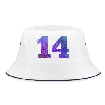 Galaxie Nummer 14 - Bucket Hat - Weiß/Navy - Vorne