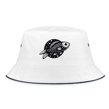 Fish in black and white - Bucket Hat - white/navy - Front