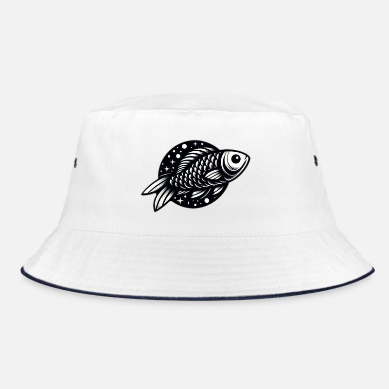 Fish in black and white Bucket Hat