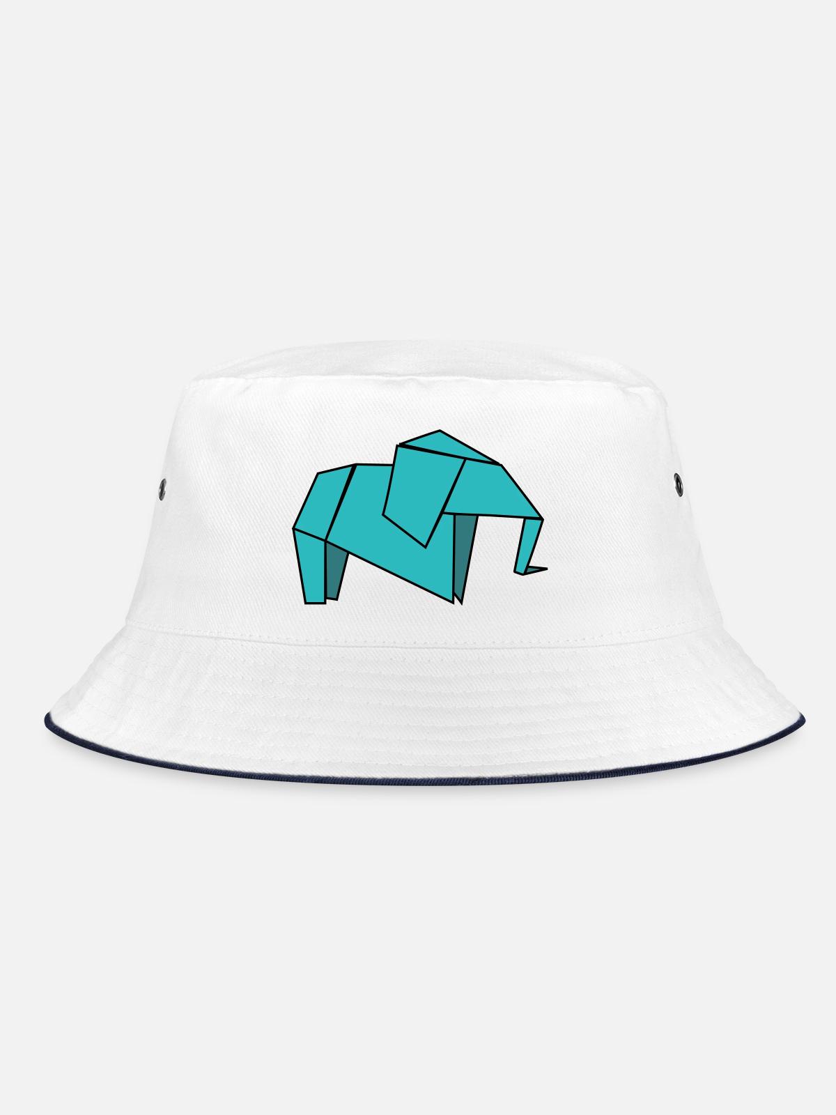 Origami Elephant - Bucket Hat - white/navy - Front