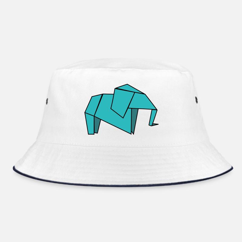 Origami Elephant - Bucket Hat - Weiß/Navy