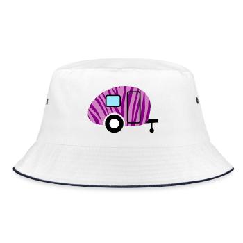 Caravan Caravan Zebra Camping Camper Pattern Fan - Bucket Hat - white/navy - Front