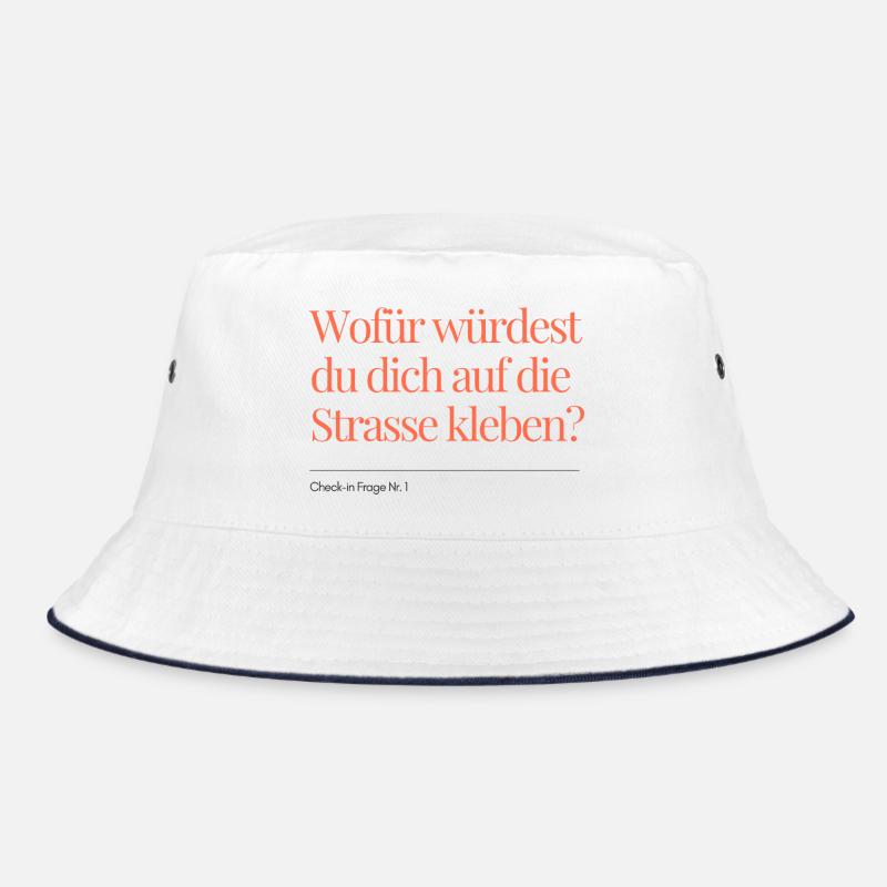 Check-in Frage Nr. 1 - Bucket Hat - Weiß/Navy