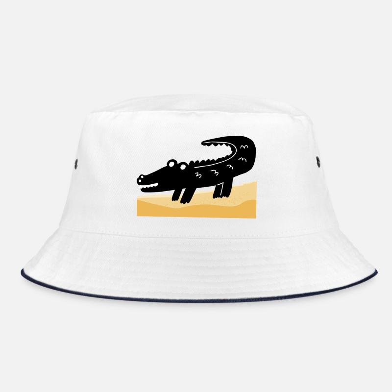 crocodile noir - Bob - blanc/marine