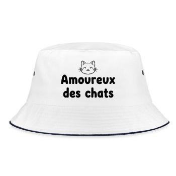 Amoureux des Chats – Texte Arrondi Minimaliste ave - Bob - blanc/marine - Devant