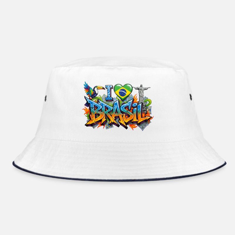 Lebendiges Graffiti Ich liebe Brasil Design Bucket Hat