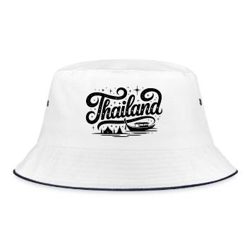 Thailand - Souvenir-Design - Bucket Hat - Weiß/Navy - Vorne