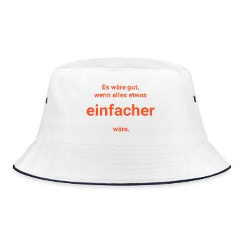 Einfacher - Bucket Hat - Weiß/Navy - Vorne