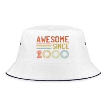 Retro 2000er Jahre Lebendiges Festdesign - Bucket Hat - Weiß/Navy - Vorne