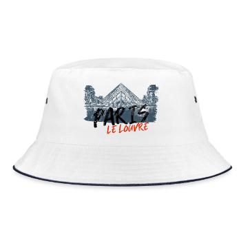Design Inspiration Louvre Pyramide Paris - Bucket Hat - Weiß/Navy - Vorne
