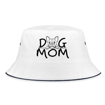 Dog Mom | Cute Bulldog Line Art Design - Bucket Hat - Weiß/Navy - Vorne