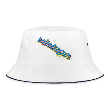 Vintage Retro 3D Typography Design - Bucket Hat - Weiß/Navy - Vorne