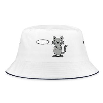 Skeptical Cat NOPE Statement - Bucket Hat - white/navy - Front