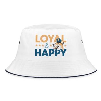 Loyal & Happy Graphic - Bucket Hat - white/navy - Front