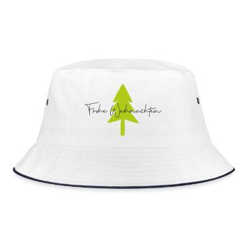 Glowing Green Christmas Tree Lettering - Bucket Hat - white/navy - Front