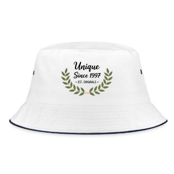Unique Since 1997 – Klassisches Jahrgangsdesign - Bucket Hat - Weiß/Navy - Vorne