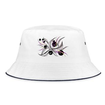 Motif de poutres de fleurs noires et blanches - Bob - blanc/marine - Devant
