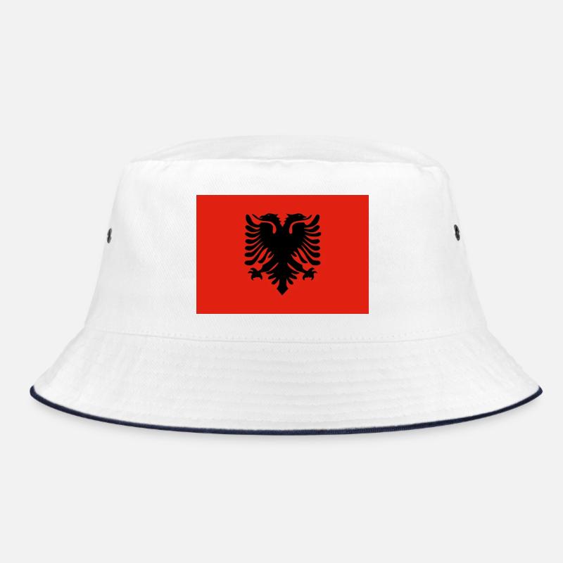 Albanian Eagle Flag Design - Bucket Hat - white/navy