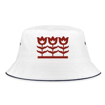 Motif de découpe de papier chinois en tulipe rouge - Bob - blanc/marine - Devant