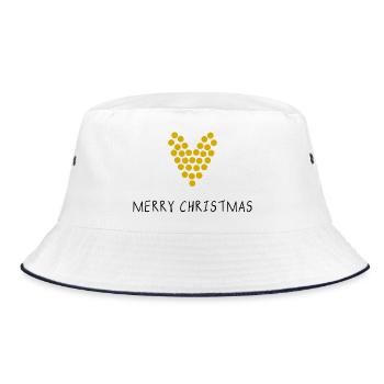 FROHE WEIHNACHTEN. WEIHNACHTEN. FROHE WEIHNACHTEN. FROHE WEIHNACHTEN - Bucket Hat - Weiß/Navy - Vorne