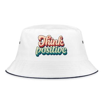 Think Positive Retro Script - Bucket Hat - white/navy - Front