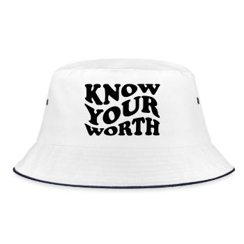 Know Your Worth – Self-Love Statement - Bucket Hat - white/navy - Front