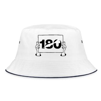 180 Darts Fan Sign, Onehundreteighty, Darts Junkie - Bucket Hat - Weiß/Navy - Vorne