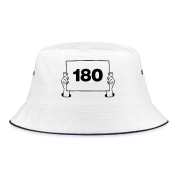 180 Darts Schild, Darts Junkie, Onehundreteighty - Bucket Hat - Weiß/Navy - Vorne