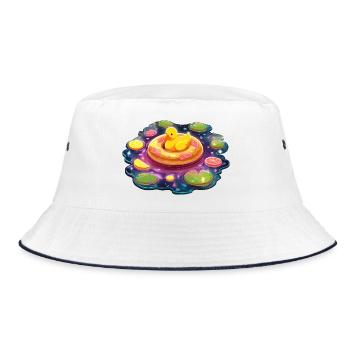 Donut-Enten im Galaxie-See - Bucket Hat - Weiß/Navy - Vorne