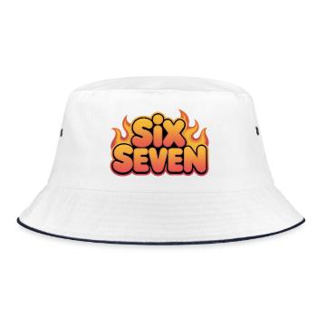 Six Seven 67 - Funny Gen Alpha Memes - Bucket Hat - white/navy - Front