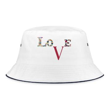 Love Patchwork Typography - Bucket Hat - white/navy - Front