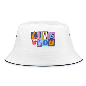 Love in Colorful Collage - Bucket Hat - white/navy - Front