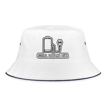 Social Batterie: Low - Bucket Hat - Weiß/Navy - Vorne