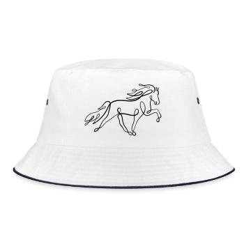 Icelandic horse oneliner in tölt - Bucket Hat - white/navy - Front