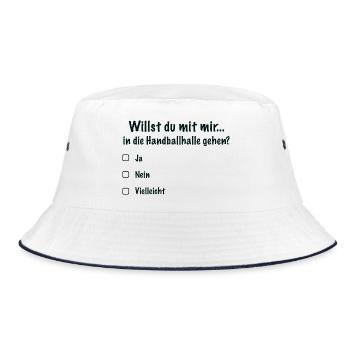Handballdate Spruch Einladung (Schwarz) - Bucket Hat - Weiß/Navy - Vorne