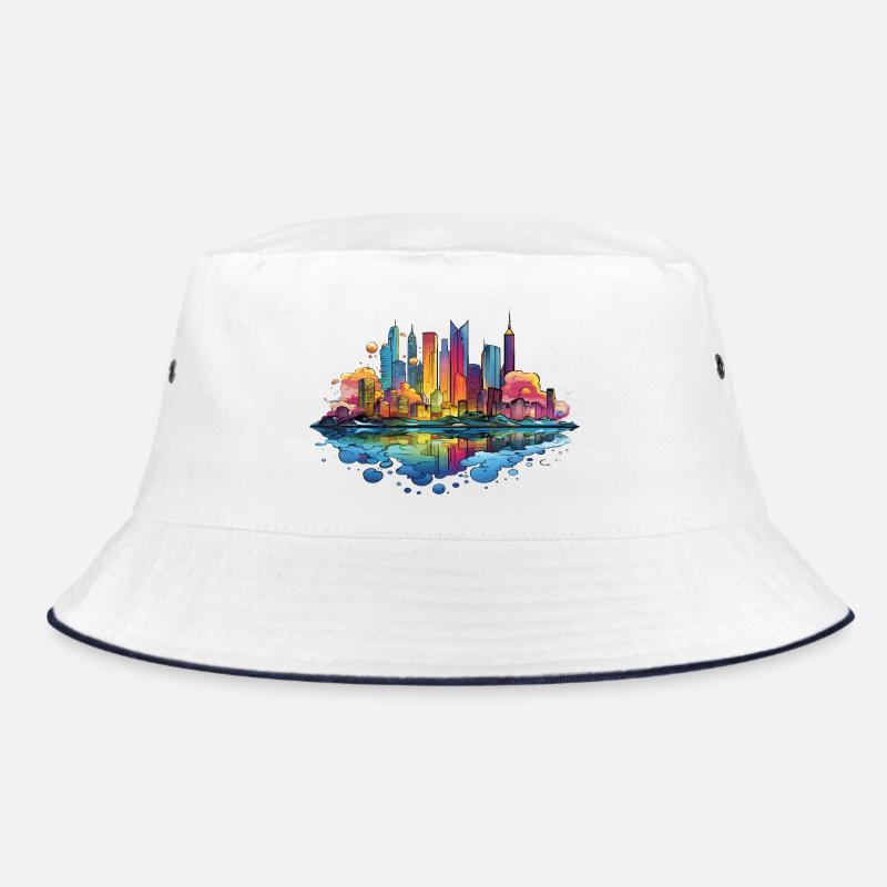 Colorful Skyline Reflection Bucket Hat