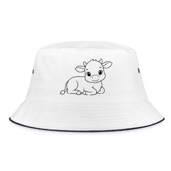 Silhouette du bébé vache veau allongée - Bob - blanc/marine - Devant