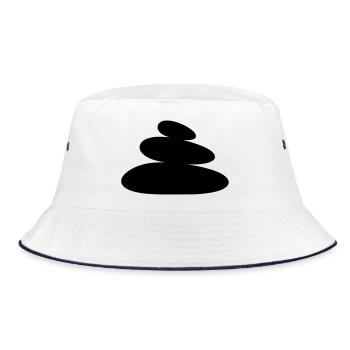 Zen Steine Balance Turm - Bucket Hat - Weiß/Navy - Vorne