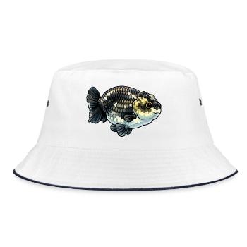 Thai Granite Calico Ranchu High Quality Goldfish - Bucket Hat - white/navy - Front