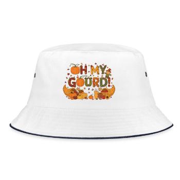 Oh My Gourd! Funny Autumn Pumpkin Design - Bucket Hat - white/navy - Front