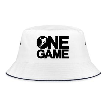 Lacrosse Player Silhouette Sports Graphic Tee - Bucket Hat - Weiß/Navy - Vorne