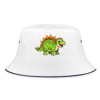 Cheerful Dino Stegosaurus - Bucket Hat - white/navy - Front